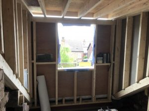 Image showing the inside of a dormer roof window in Cheadle Hulme ready to be insulated