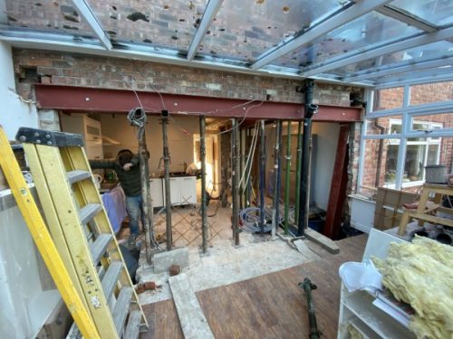 Steel Beams Supporting Rear of House